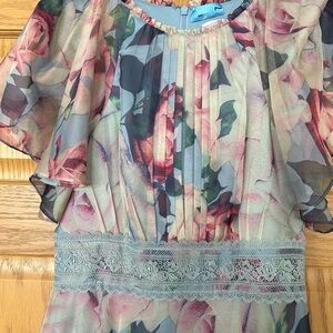 MacDuggal High Neck Floral Dress